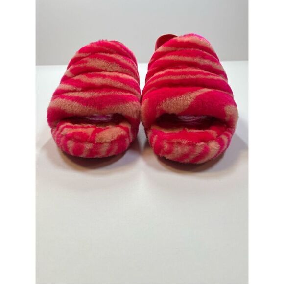 UGG Fluff Yeah Slide Zebra Rock Rose Pink Slingback Slipper Sandal Size US 6 EUC - Picture 3 of 12